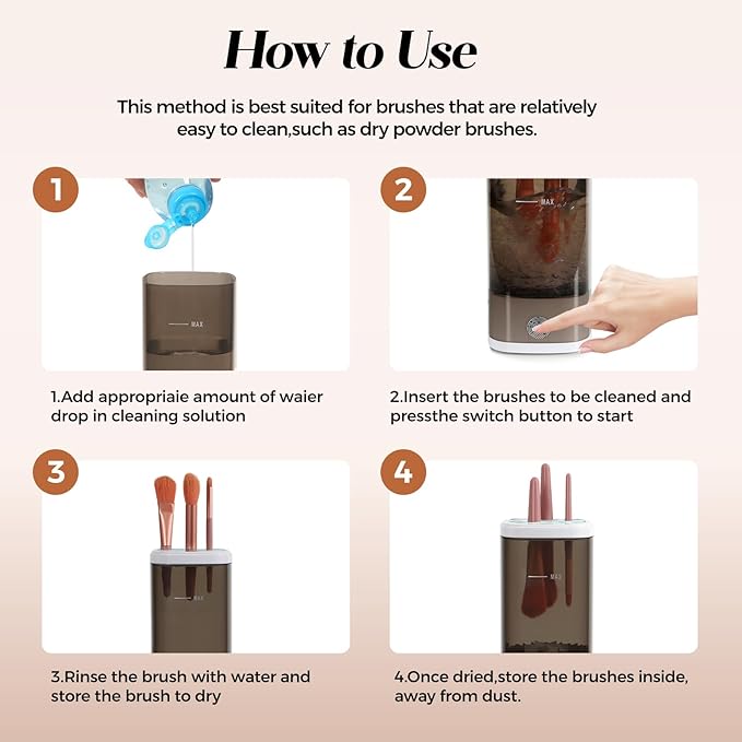 Electric Makeup Brush Cleaner – Fast & Deep Cleaning for All Brush Sizes, Compact & Travel-Friendly Design
