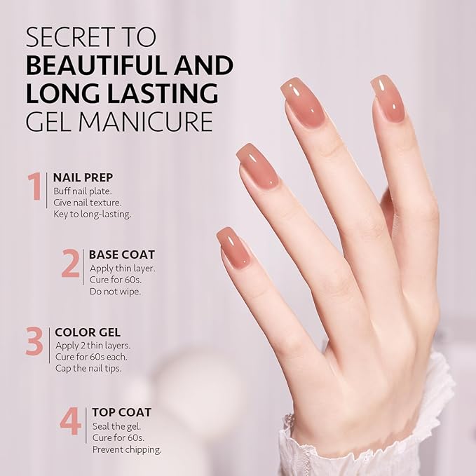 GAOY Poly Nail Extension Gel Kit and Jelly Gel Nail Polish Set, 8 Translucent Nude Pink Brown Neutral Sheer Colors Kit