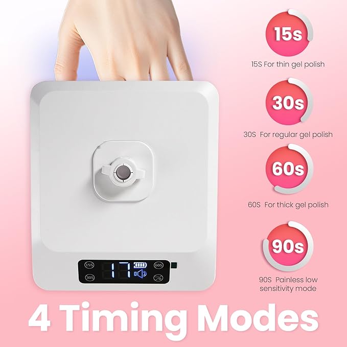 UV Foot Lamp for Nails, 78W Rechargeable UV Lamp for Feet, LED Nail Dryer Lamp with Smart Sensor, Wireless Nail Gel Polish Curing Light, UV Floor Light for Nails and Toenail (Only Lamp Head)