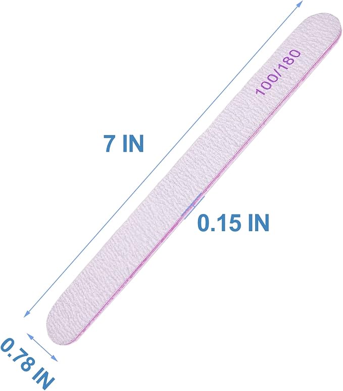 50 Pcs Nail File, Emery Board Nail Files for Acrylic Nails and Natural Nails, 100/180 Grit Double Sided Fingernail File Gel Nail Professional Reusable Washable Manicure Pedicure Kit Set Gray