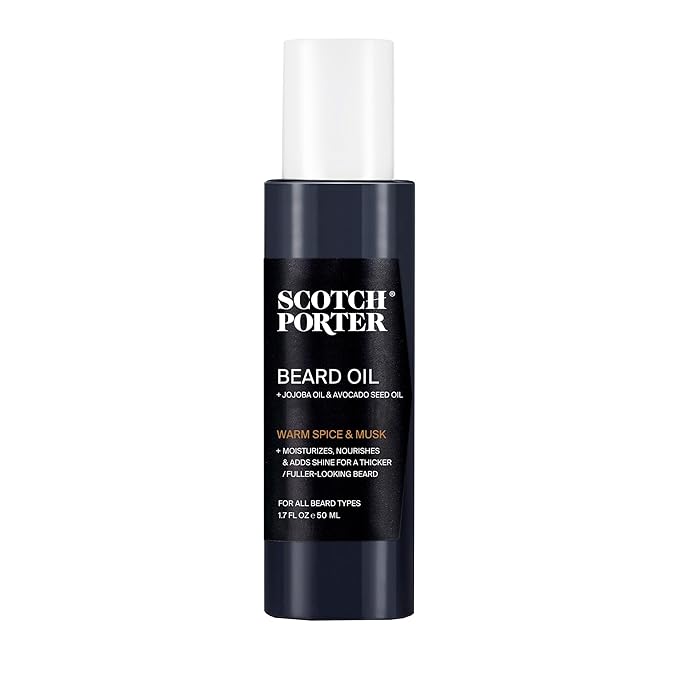 Scotch Porter Smoothing Beard Oil – Nourishing Oil Seals in Moisture & Smooths Flyaways for a Frizz-Free, Fuller/Healthier-Looking Beard with All-Day Shine – Original Scent, 1.7 oz. Bottle