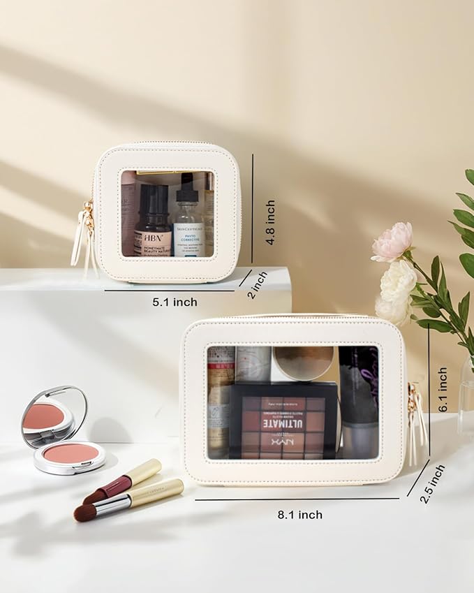 Clear Makeup Bag, Small Makeup Bag TSA Approved Toiletry Bag Cosmetic Travel Bag Cute Makeup Bag Organizer Makeup Case Pouch Car Essentials for Women Men