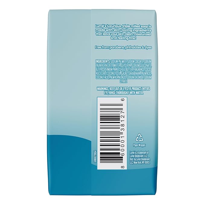 Lume Triple Milled Bar Soap - Rich Moisture & Gentle Cleansing - Formulated Without Parabens or Phthalates, Skin Loving - 5 ounce (Unscented)