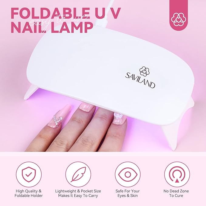 SAVILAND Acrylic Nail Kit with Everything: Nails Kit Acrylic Set For Beginners Gel Polish Kit U V Lamp Nail Decoration Professional Acrylic Nails Kit Starter Full Acrylic Nail Supplies DIY Home Salon