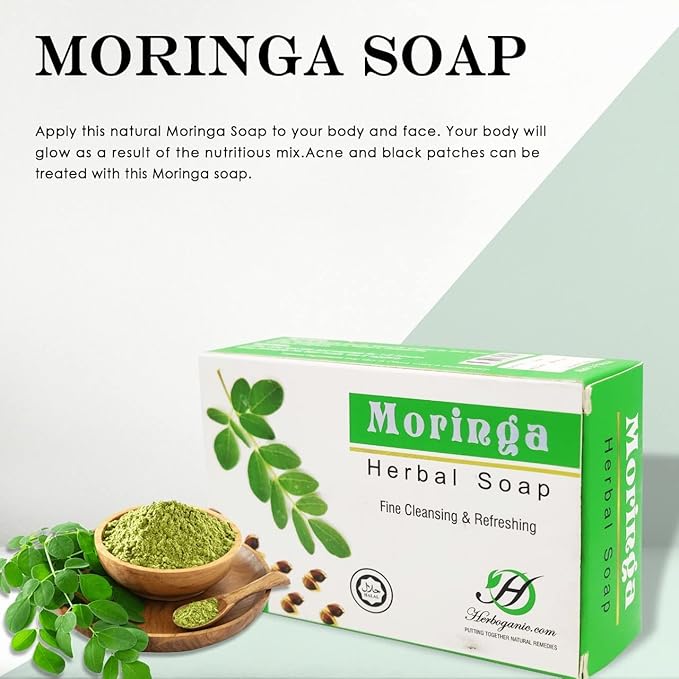 Moringa Herbal Soap | Pack of 6 of 5oz soap Bar | Ideal for Men and Women, Soothing and Nourishing Soap for Moisturization