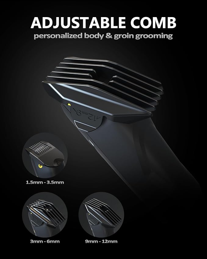 Electric Body Hair Trimmer for Men - Manscape Pubic Hair Groomer Waterproof Ball Shaver Type-C Rechargeable Cordless Replaceable Ceramic Blade Clipper Wet/Dry Male Professional Grooming Smooth