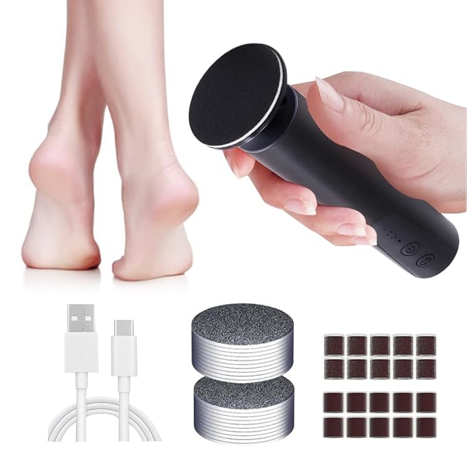 Cordless Electric Callus Remover for Feet with Nail File Sander 2 in 1 Rechargeable Foot File Grinder for Dead Skin Crack Dry Calluses with Sandpaper Disk 6 Speed Adjustable