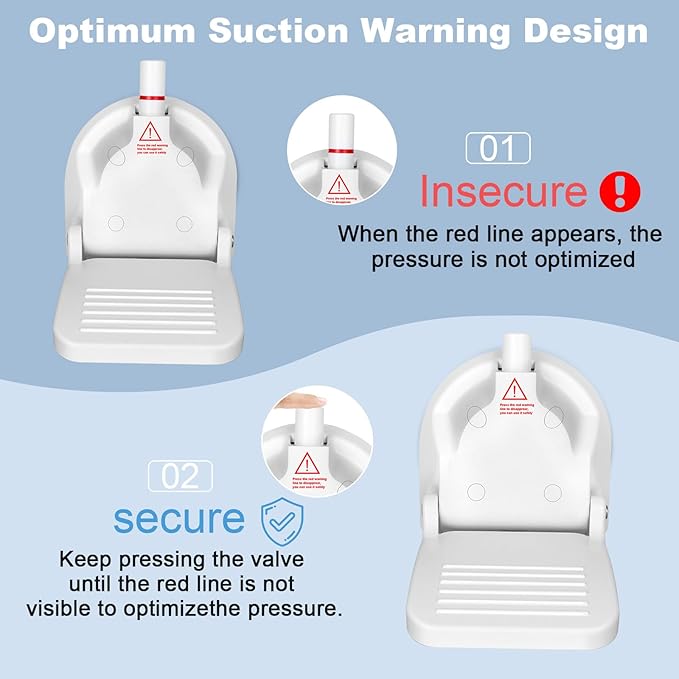 Foldable Shower Foot Rest with Suction Cup for Shaving Legs，Anti-Slip Shower Pedal with No Drilling Suction Cup for Pregnant Woman & Back Pain Sufferers- Reduce Body Strain & Bending Over