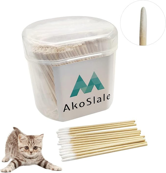 Pointed Q Tips for Cat Eye and Wound Care – 500pcs, 2.9 Inch Biodegradable Wooden Cotton Swabs for Baby, Precision Makeup, and Nail Cleaning