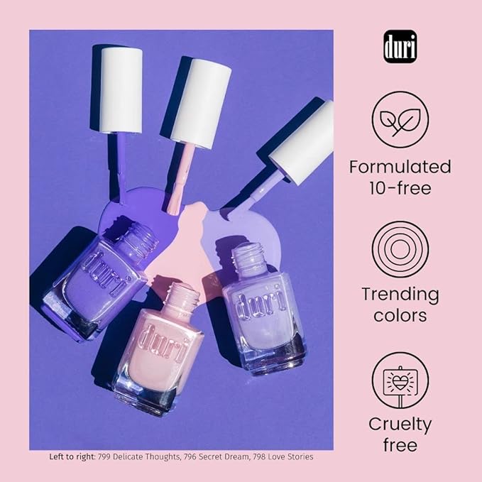 duri Nail Polish, GBD-205 WHO'S WHO 3 Piece Set, Light Purple, Purple, Soft Green, Fast Drying, Lasting, Quick Drying, 0.45 Fl Oz each