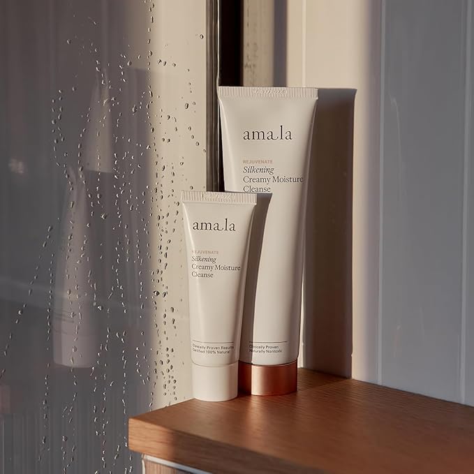 Amala Silkening Creamy Moisture Cleanse Naturally lifts away Make Up and Pore Clogging Debris with Lactic Acid, Chia Seed Polysaccharides, Cupuacu Butter (150ml)