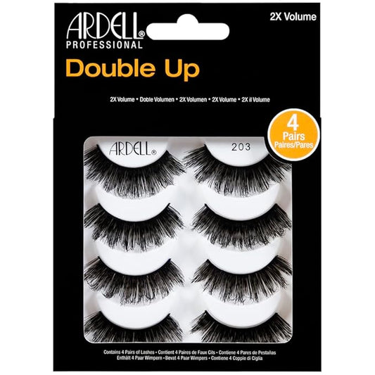 Ardell False Eyelashes Double Up 203 - Dramatic Volume, Long & Full Strip Lashes, Reusable Fake Lashes, 1 Pack