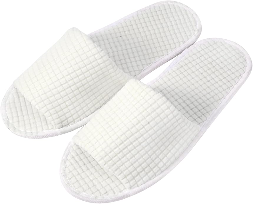 12 Pairs Disposable Slippers for Guests Open Toe Spa Slippers Bulk Disposable Sandals Soft Fleece for Man Women Spa Hotel Wedding Shoeless Home