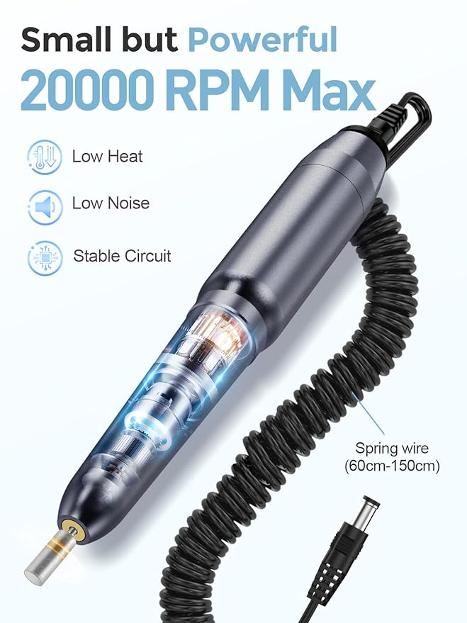 Subay Nail Drill Machine Electric File, Portable for Acrylic Gel Dip Powder Nails, Nail Drill Kit for Manicure Pedicure, Nail Set with Everything, Rose Pink (Grey)