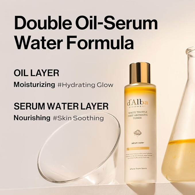 d’Alba Italian White Truffle First Aromatic Toner, Vegan Skincare, Gentle Hydrating Toner with White Truffles, Weakly Acidic Toner, Skin Texture Enhancement, Surfactant Free