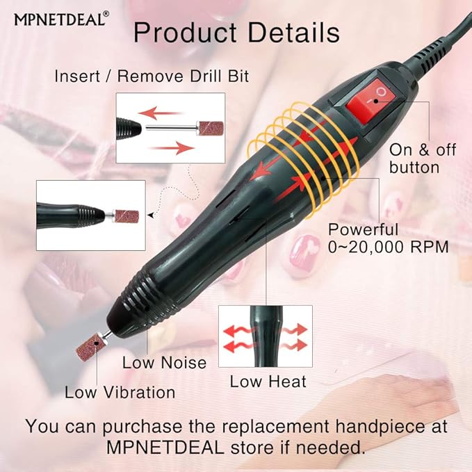 Electric Nail Drill Machine Manicure Pedicure Kit Electric Nail Art File by MPNETDEAL (Gray SetA)