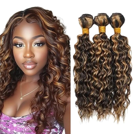 P1B/27 Bundles Ombre Kinky Curly Human Hair Two Tone Black and Blonde Curly hair Bundles Brazilian Human Hair Weave Wet and Wavy for Black Women 20 22 24 Inch