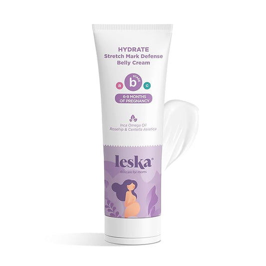 Leska Maternity Stretch Mark Cream | STAGE B: HYDRATE Stretch Mark Defense Belly Cream (Pregnancy Months 6-9) | Part of a Complete 3 Stage Pregnancy Skin Care System | New Mom Gifts (4oz)