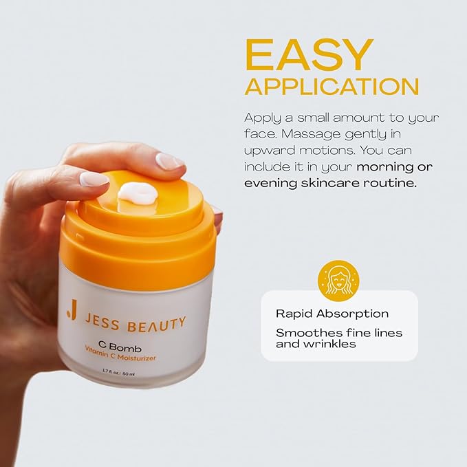 JESS BEAUTY | Skin Care C Bomb Vitamin C Face Moisturizer Even Skin Tone | Hydrating Skincare Face Cream Self Care 1.7 fl oz