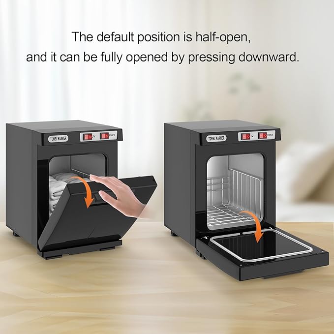 Towel Warmer Cabinet, 5L Hot Bath Towel Warmer Heating Use for Facial Spa, Hair Beauty, Salon Equipment and Home- Black
