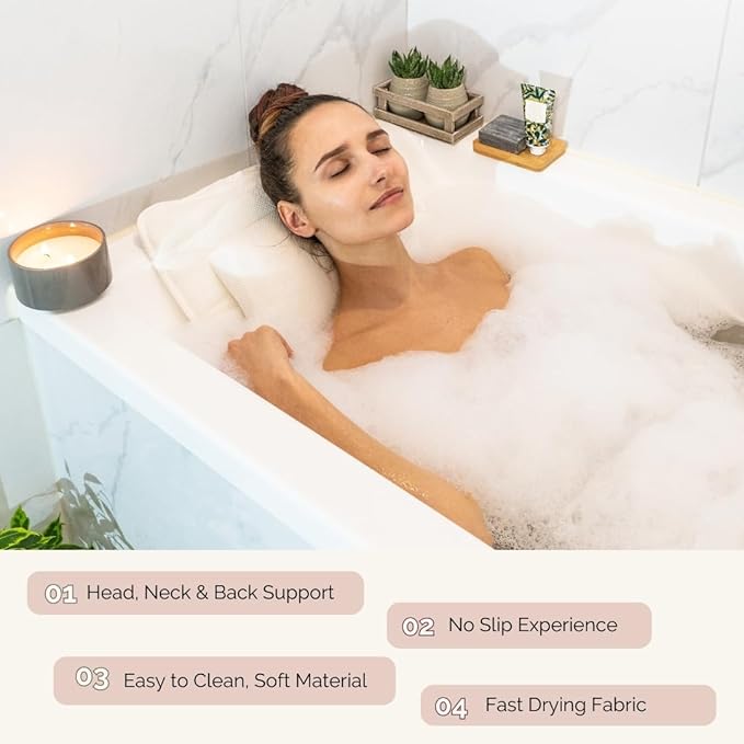 Bathtub Tray and Full Body Bath Pillow Set - Foldable Bath Tray for Tub and Full Body Bath Cushion for Ultimate Relaxation - Perfect Self Care Gift, Bath Accessories for Women, Spa Gifts for Women.