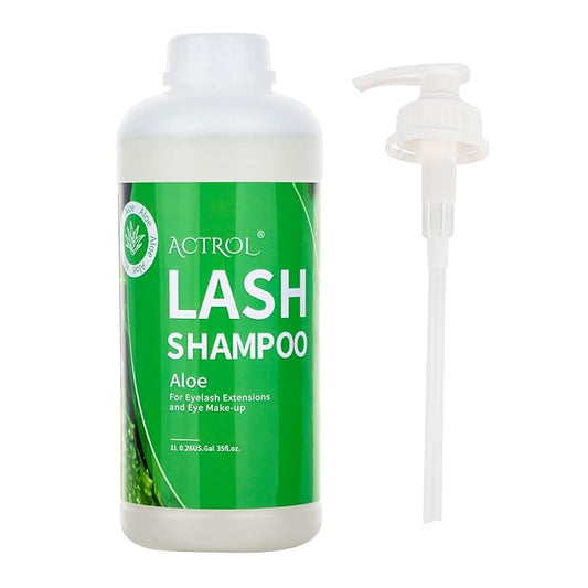 Eyelash Extension Cleanser Aloe 1L Natural Lash Extension Shampoo Professional Eyelid Foaming Cleanser Paraben & Sulfate Free Non-lrritating with Salon and Home Care