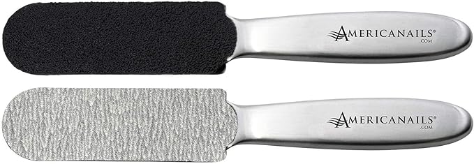 Americanails Stainless Steel Pedicure File Kit with EasyPeel Abrasive Strips and The EasyPeel Pedciure Abbrasive Strips for Foot File (2 Pack Bundle)