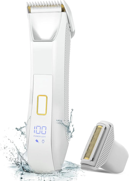 Electric Razors for Women & Men- Bikini Trimmer Women- Manscape Ball Trimmer for Men,Wet/Dry Men's Electric Shavers,No Nicks, No Cuts, Rechargeable & Waterproof Body Shaver,White