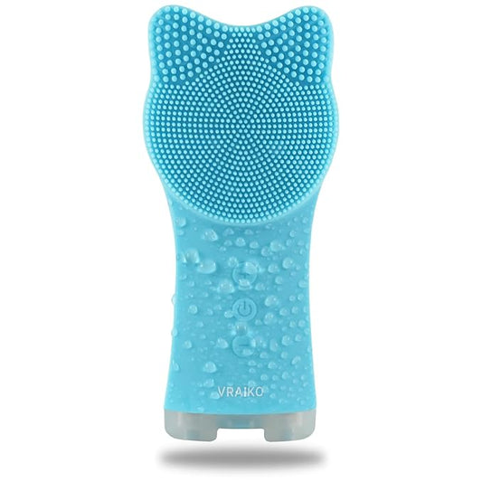 MIA Facial Cleansing Brush, Waterproof Rechargeable Face Cleansing Brush, with Soft Silicone and Adjustable Sonic Vibration, for Deep Cleansing Gentle Exfoliating and Massaging (Blue)