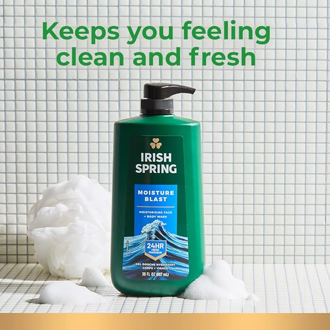 Irish Spring Moisture Blast Body Wash, 30 Oz Pump (Pack of 4)
