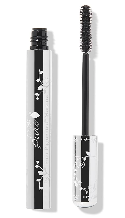 100% PURE Ultra Lengthening Mascara Dramatic Intense Volume & Length Natural Fruit Pigmented Voluminous Eyelash Makeup No Clumping, Smudging or Flaking - Vegan, Black Tea Color - 0.35 oz