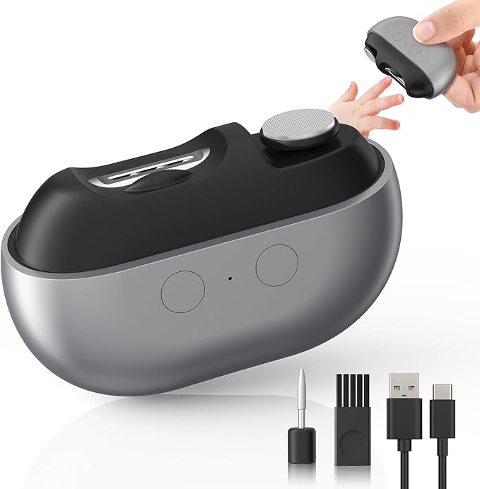 Electric Nail Clipper with USB Charging: Acina 2025 Upgraded Automatic Nail Clippers with Led Light - USB Rechargeable Safety Fingernail Trimmer for Baby Seniors Kids Adults (Black, Large)