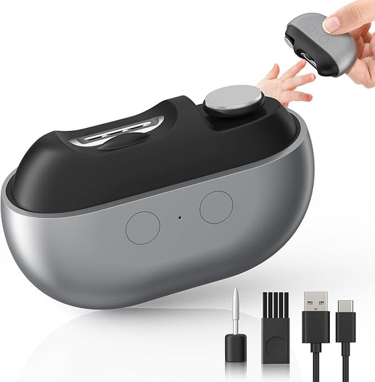 Electric Nail Clipper with USB Charging: Acina 2025 Upgraded Automatic Nail Clippers with Led Light - USB Rechargeable Safety Fingernail Trimmer for Baby Seniors Kids Adults (Black, Large)