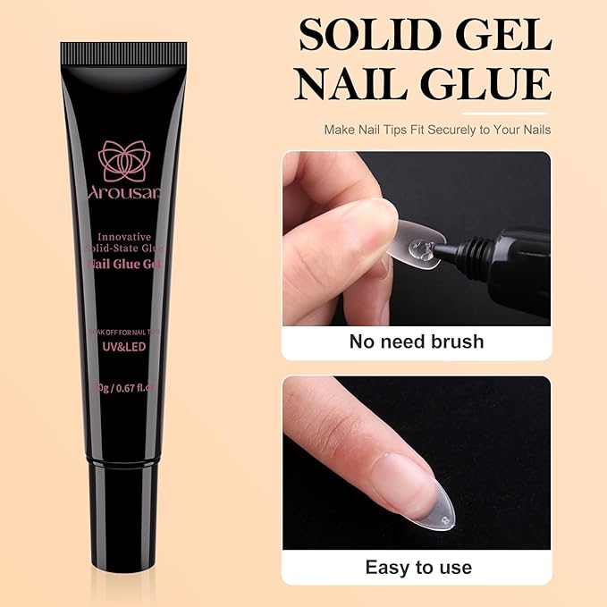 360pcs Short Almond Nail Tips Kit, Clear Acrylic Nail Extension Set in 15 Sizes, Matte Full Cover Press on False Nail Tips with 20ml*2 Glue Gel & UV Nail Lamp, Spring Summer DIY Salon Gift