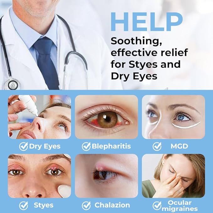 Aroma Season Heated Eye Mask for Dry Eyes, Warm Eye Compress with Flaxseed for MGD, Dry Eye Syndrome, FSA HSA Eligible, Chalazion Blepharitis Stye Eye Treatment, Steam Moist to Unclog Glands (Blue)