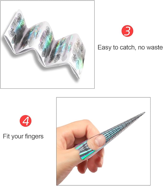 300pcs Nail Extension Sticker - Thicken Self Adhesive Nail Art Extension Sticker Nail Form Nail Art Form Nail Extension Form Beautiful Pattern Nail Gel Forms for Women