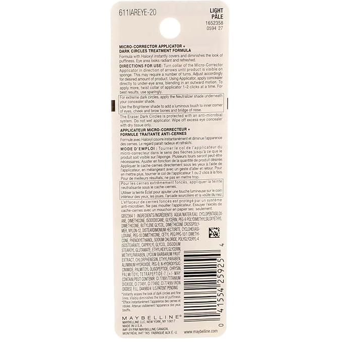 Maybelline Instant Age Rewind Eraser Dark Circles Treatment Concealer, Light 0.2 oz (Pack of 2)