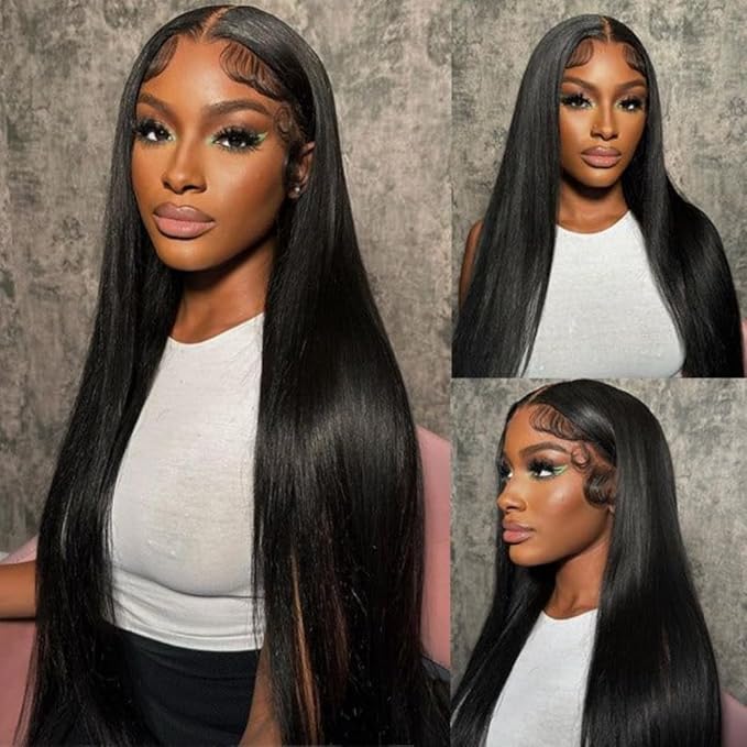 30 Inch Straight Lace Front Wigs Human Hair 13x6 HD Transparent Lace Front Human Hair Wigs for Women Glueless Brazilian Virgin Hair Lace Frontal Wig 200% Density Pre Plucked with Baby Hair