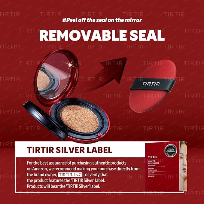 [*Mini Size*] TIRTIR Mask Fit Red Cushion Foundation | Full coverage, Weightless, Skin fit, Satin Glow Finish, Korean Makeup Cushion Foundation (#24N Latte, 0.15 Fl Oz)