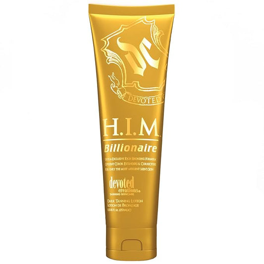 Devoted Creations H.I.M Billionaire Dark Tanning Lotion – Ultra-Exclusive Rich Bronzing Formula with Opulent Color Extenders and Correctors – 8.5 oz.