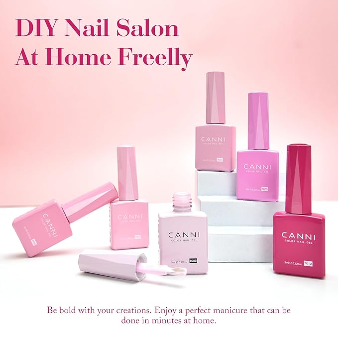 CANNI Pink Gel Nail Polish Set, 6 Colors 9ML Nail Rose Light Pink Gel Nail Polish Soft Pink Set Soak Off Nail Art Design Manicure Salon for Women