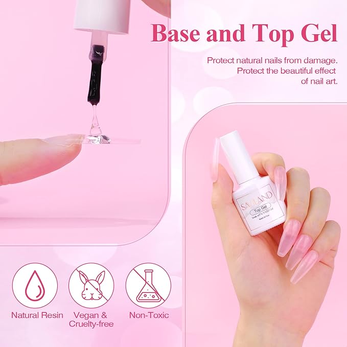 Saviland Acrylic Nail Kit – 61 in 1 Nail Kit Set Full Acrylic Powder Set with Everything Nail Supplies Acrylic Nail Liquid Nails Tips & Glue for Beginners Nail Extension French Manicure Home DIY