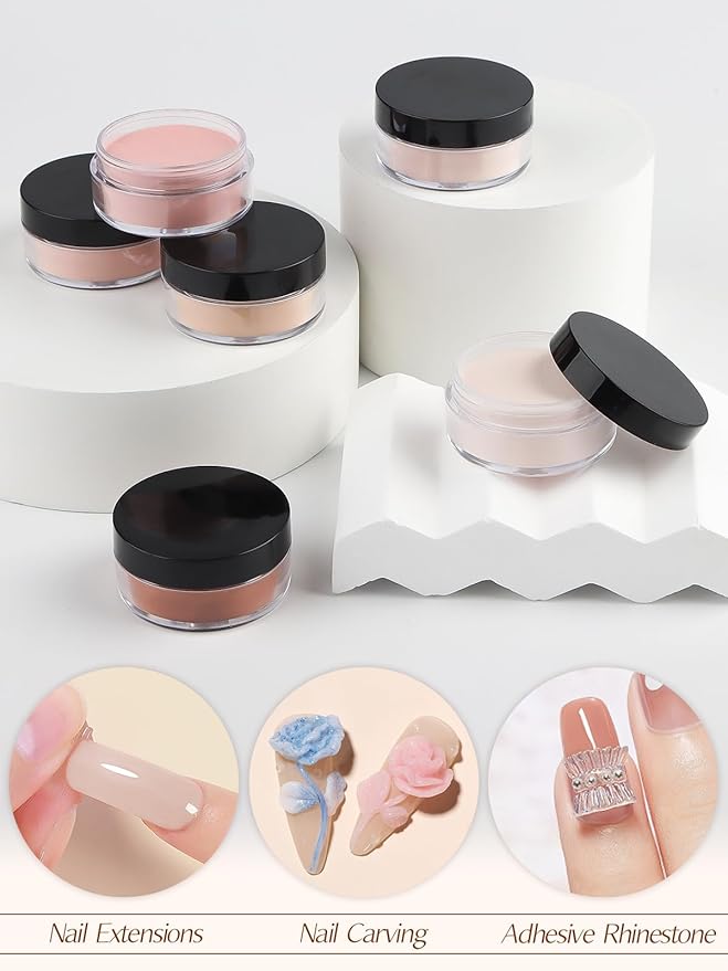 EBANKU Nude Acrylic Powder Set, 6 Colors * 10g/0.35oz Acrylic Nail Powder Warm Colors Series Acrylic Powder for Nail Acrylic French Extension 3D Nail Carving, Long-Lasting, No Nail Lamp Needed