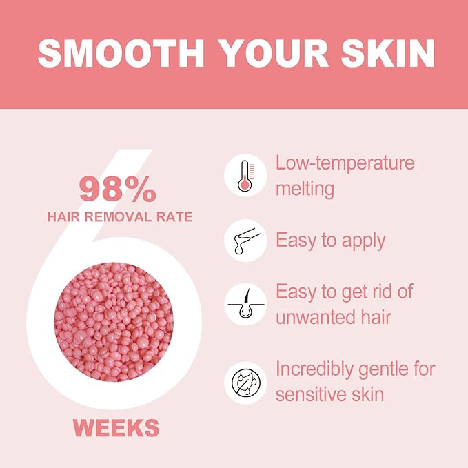 Wax Beads, 1lb Unscented Waxing Beads for Sensitive Skin, Coarse Hair Removal, Bikini, Brazilian Waxing, Body, Back, Leg, Underarms, Facial, at Home Refill Natural Wax beans for Women Men