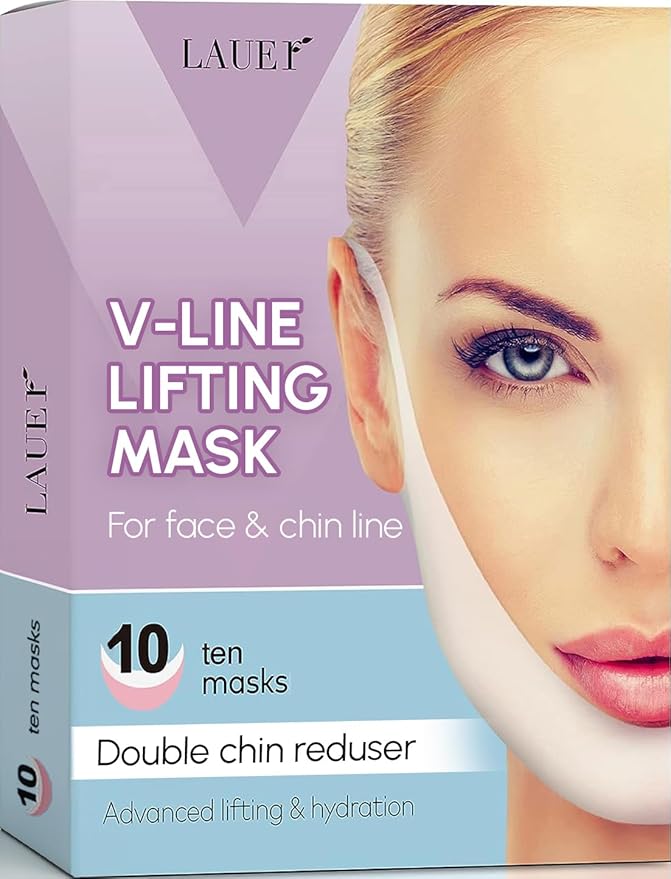 V Shaped Contouring Face Mask Line Shaping Lifting Belt Neck Reduction Jawline Lift Tape Enhancer Face Patch Firming Tightening Skin Chin Up Sculpting Collagen Mask Hyaluronic Acid Aloe Vera 10pcs