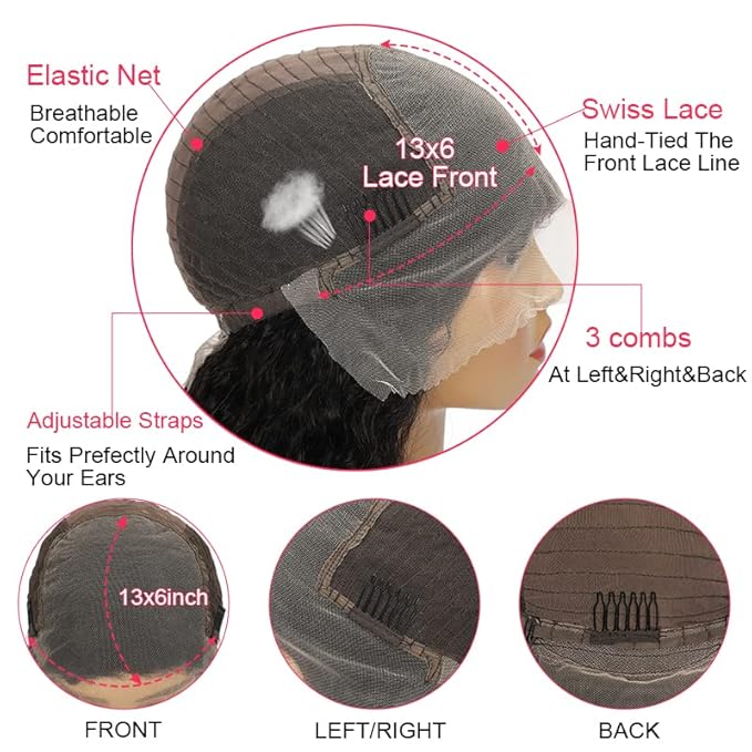 28 Inch Deep Wave Lace Front Wigs Human Hair 180% Density HD Transparent Glueless Curly Wig Human hair Pre Plucked with Baby Hair Deep Wave Wig 13x6 Lace Frontal Wigs for Women Human Hair