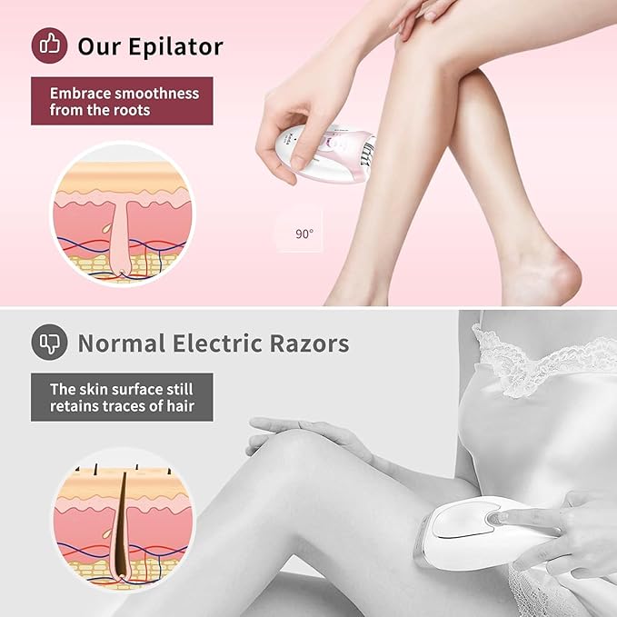 Epilator Hair Removal for Women, 2 Speeds Facial Hair Removal, Rechargeable for Face Arm Bikini Area Legs Underarm, Painless Electric Lady Shaver & Trimmer, Portable