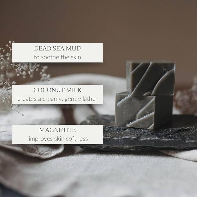 Osmia Skincare - Natural Black Clay Facial Soap Bar | Dead Sea Mud, Jojoba Oil, Mango Butter, Coconut Milk | Nourish, Soothe, Soften | Clean Beauty For Healthy Skin (2.25 oz | 64 g)