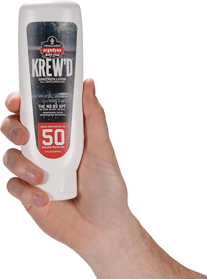 Ergodyne KREW'D 6351 Sunscreen Lotion, Broad Spectrum, SPF 50, 8 oz