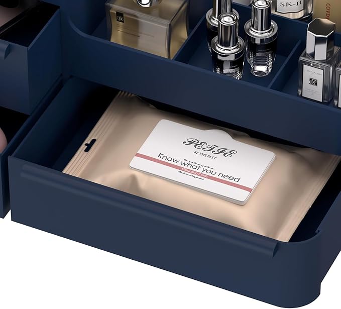 Makeup Organizer with Drawers, Countertop Organizer for Vanity, Bathroom and Bedroom Desk Cosmetics Display Case for Brushes, Lotions, Perfumes, Eyeshadow, Lipstick and Nail Polish